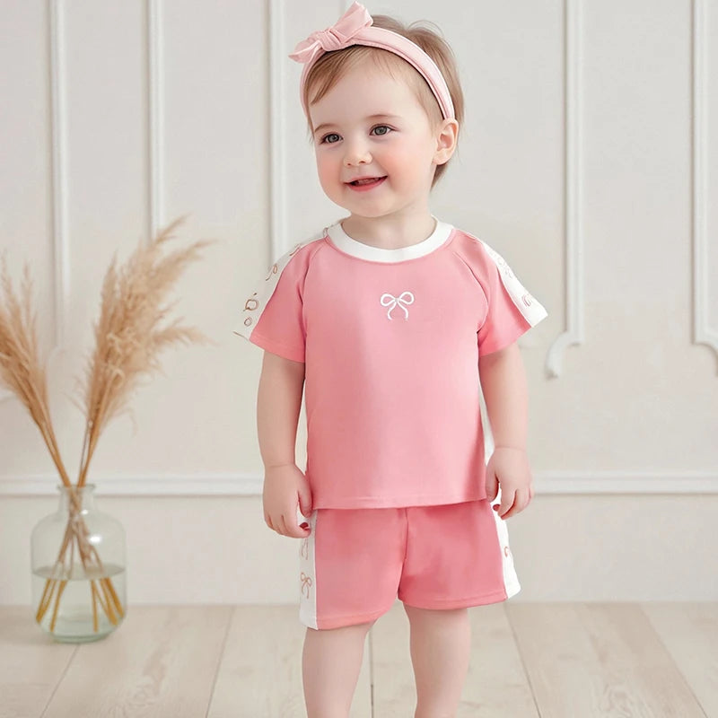 Adorable Baby Girl Floral Print Ruffle Sleeve Top and Shorts Set with Bow Detail - Summer Outfit for Toddler Girls