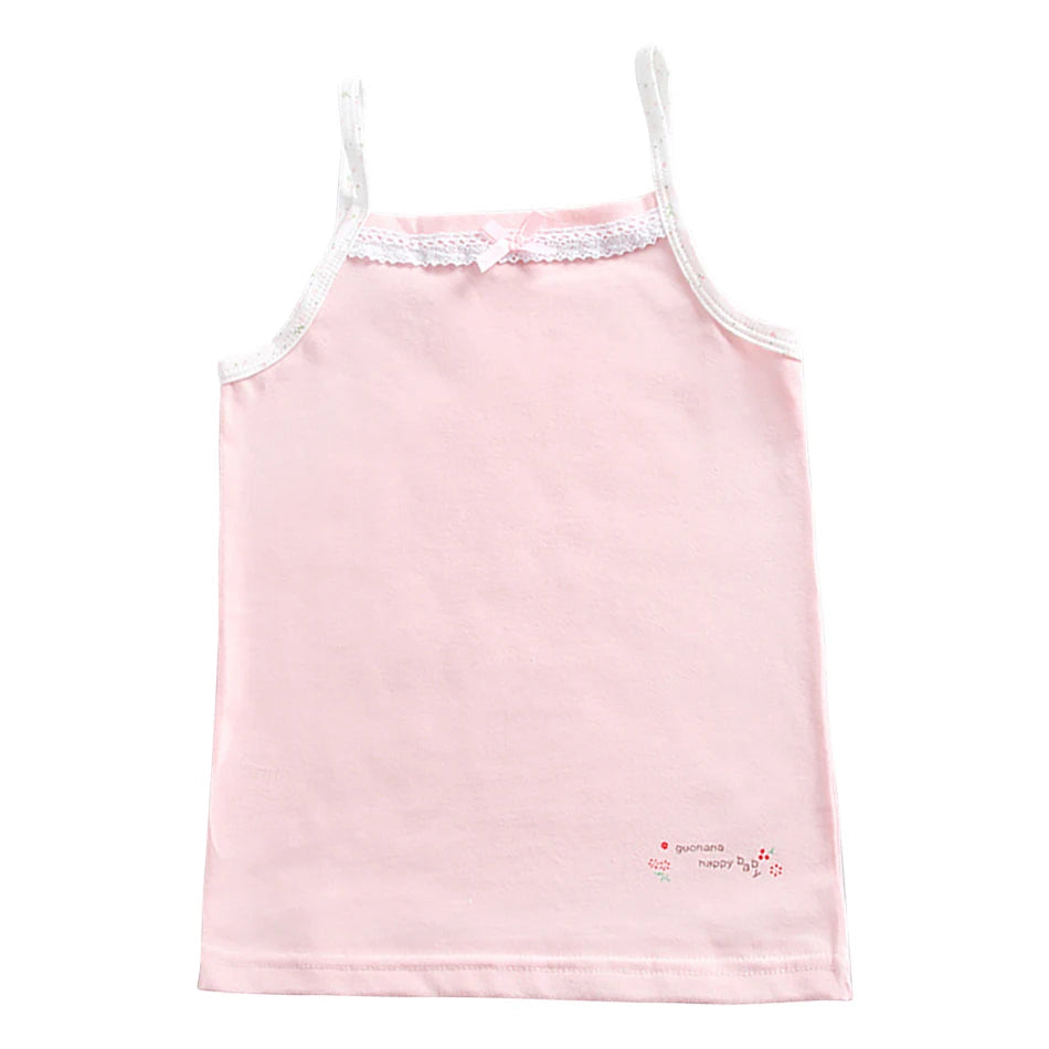 Girls Floral Camisole Tank Tops Thin Strap Summer Innerwear Sleeveless Baby Kids Undershirt Breathable Stretch Casual Clothes