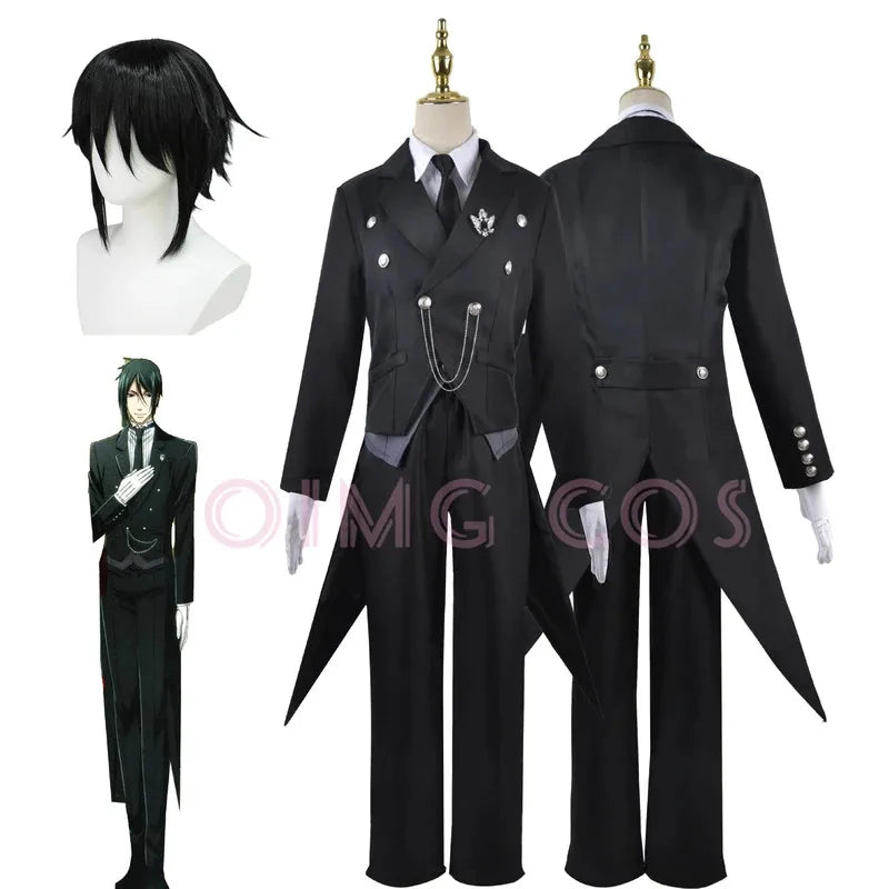 Sebastian Michaelis Cosplay Costume Black Butler Adult Carnival Uniform Wig Anime Halloween Party Costumes Masquerade Women Game