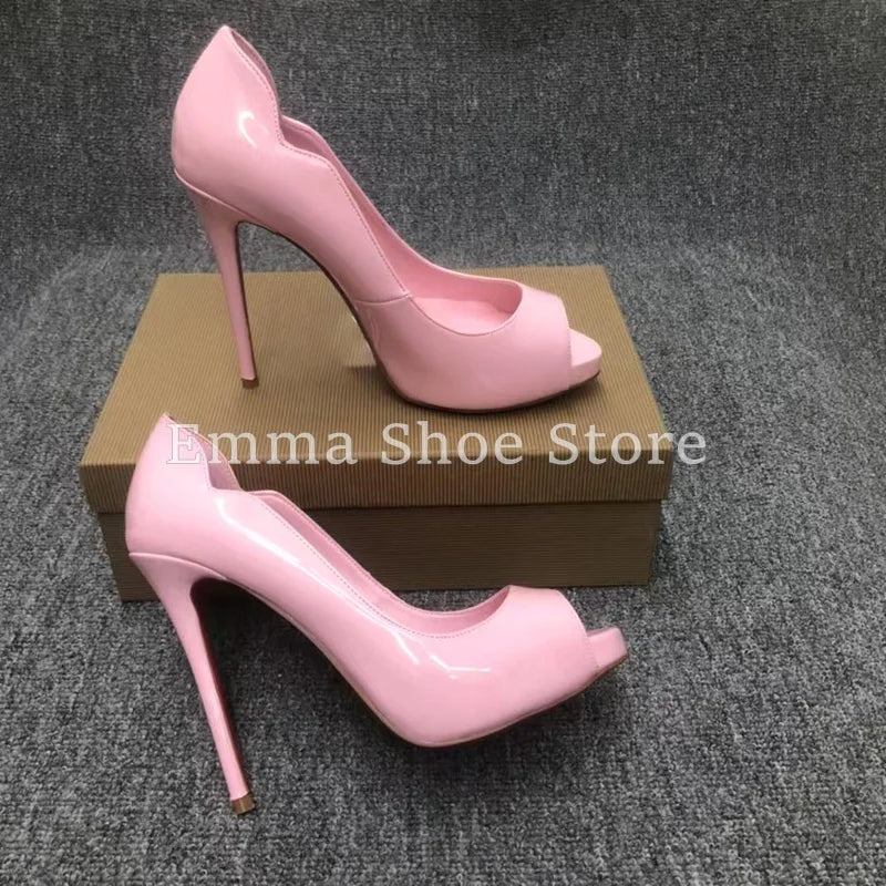 Pink Open Toe Stiletto Heel Women's Sandals Sweet Girl Dress Shoes Banquet 2025 Summer Platform Patent Leather Pumps Wedding