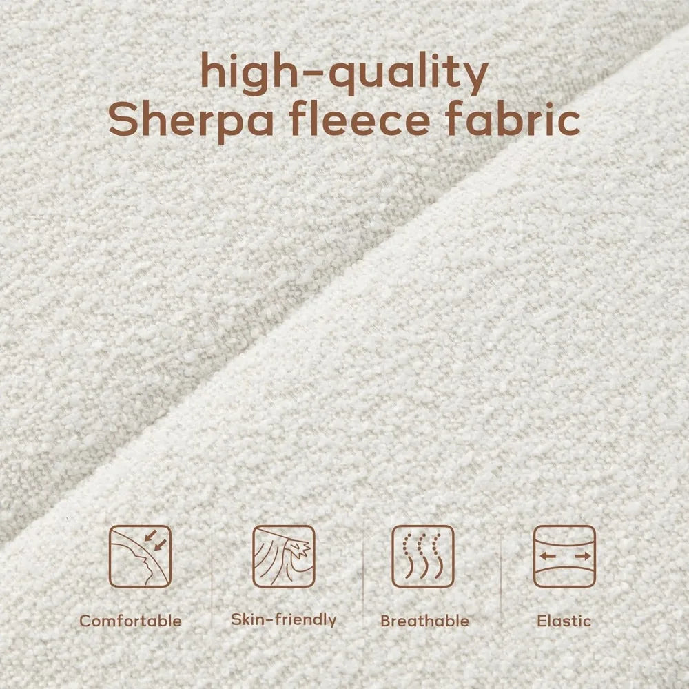 Bedroom Bench for End of Bed, Modern Upholstered Teddy Fabric Entryway Bench & Dining Bench, Footrest Stool Bench