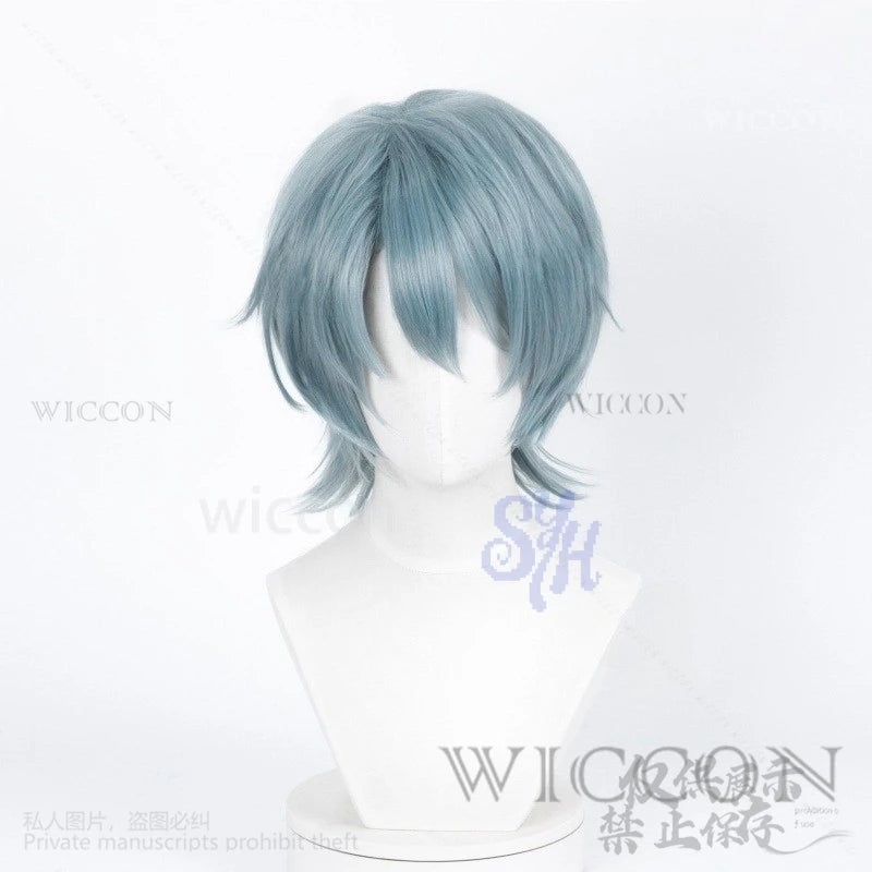 Saja Boy Mystery Anime Movie Demon Cosplay Purple-gray Synthetic Short Straight Hair Wigs Curling Hair Accessories Halloween Cos