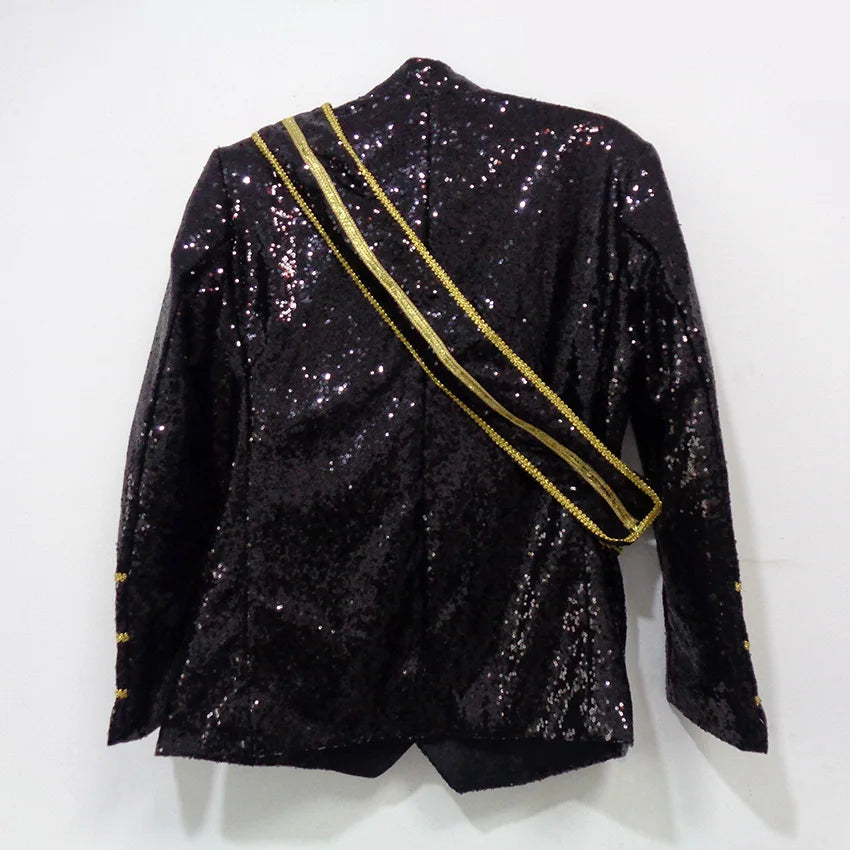 Michael Jackson MJ Coat Dance Sequins Suit Jacket Stage Singer Cosplay Costume Halloween Uniform Outfit Customize Any Size