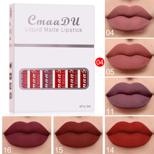 6 Boxes Of Matte Non-stick Cup Waterproof Lipstick Long Lasting Lip