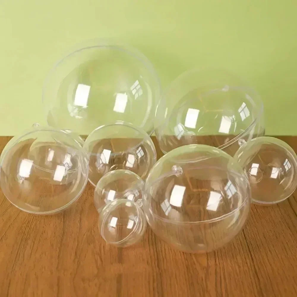 7-16CM Large Transparent Plastic Acrylic Ball Fillable Ornament Ball for Manual Wedding Christmas Party Home Decoration