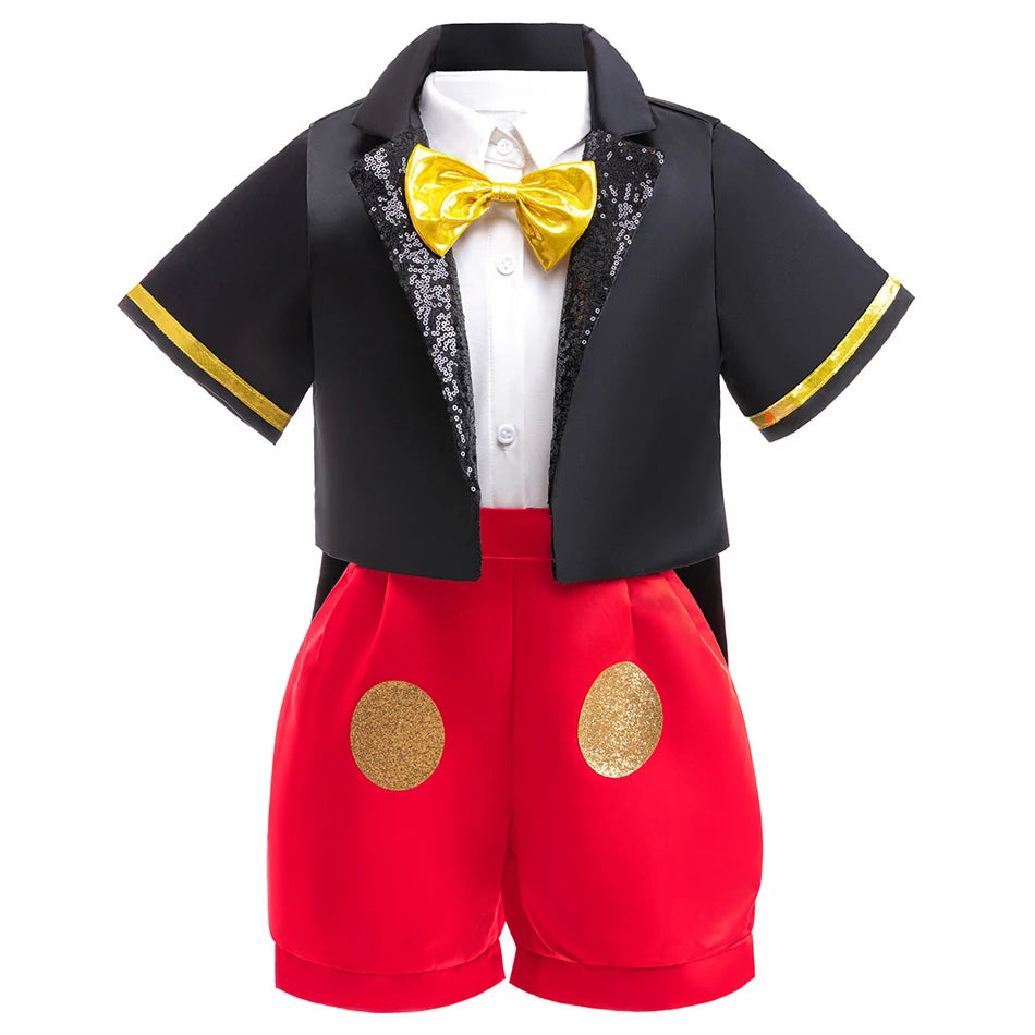 Disney Mickey Minnie Mouse Polka Dot Cosplay Baby Girls Boys Costume Kids Masquerade Clothes Children Halloween Carnival Dress