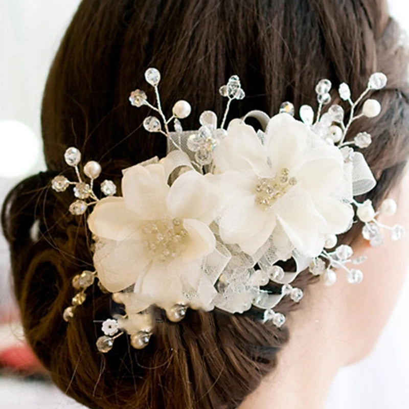 Wedding Bride Headpiece Stunning Crystal Pearls Beading Bridal Hats Hair Accessories with Comb Ceinture Mariage