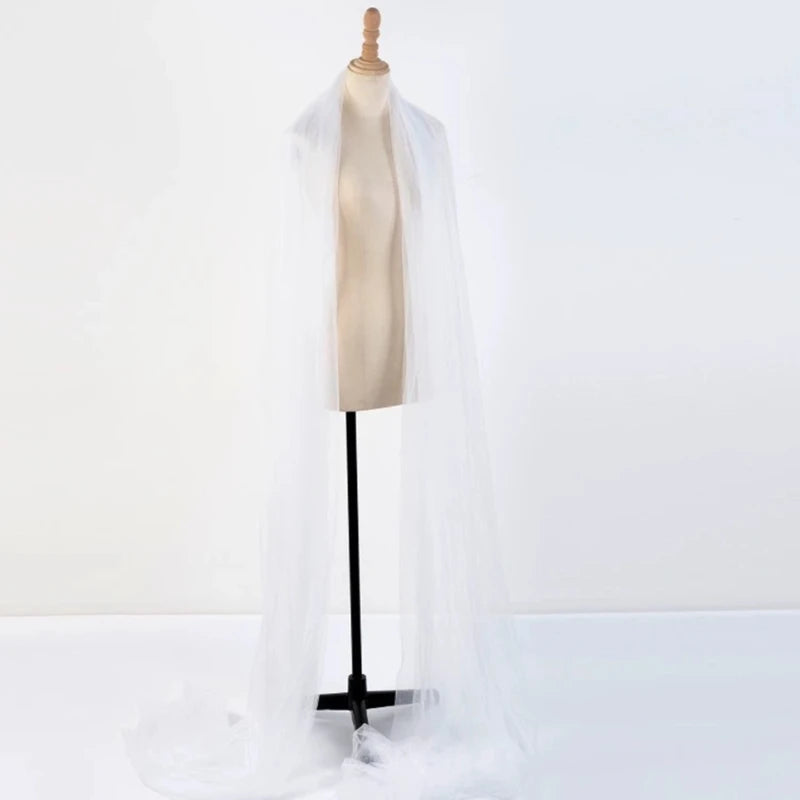 Bridal Neckerchief Cathedral Long Bridal Scarves Simple Wedding Ceremony Scarf for Brides and Gala Evenings