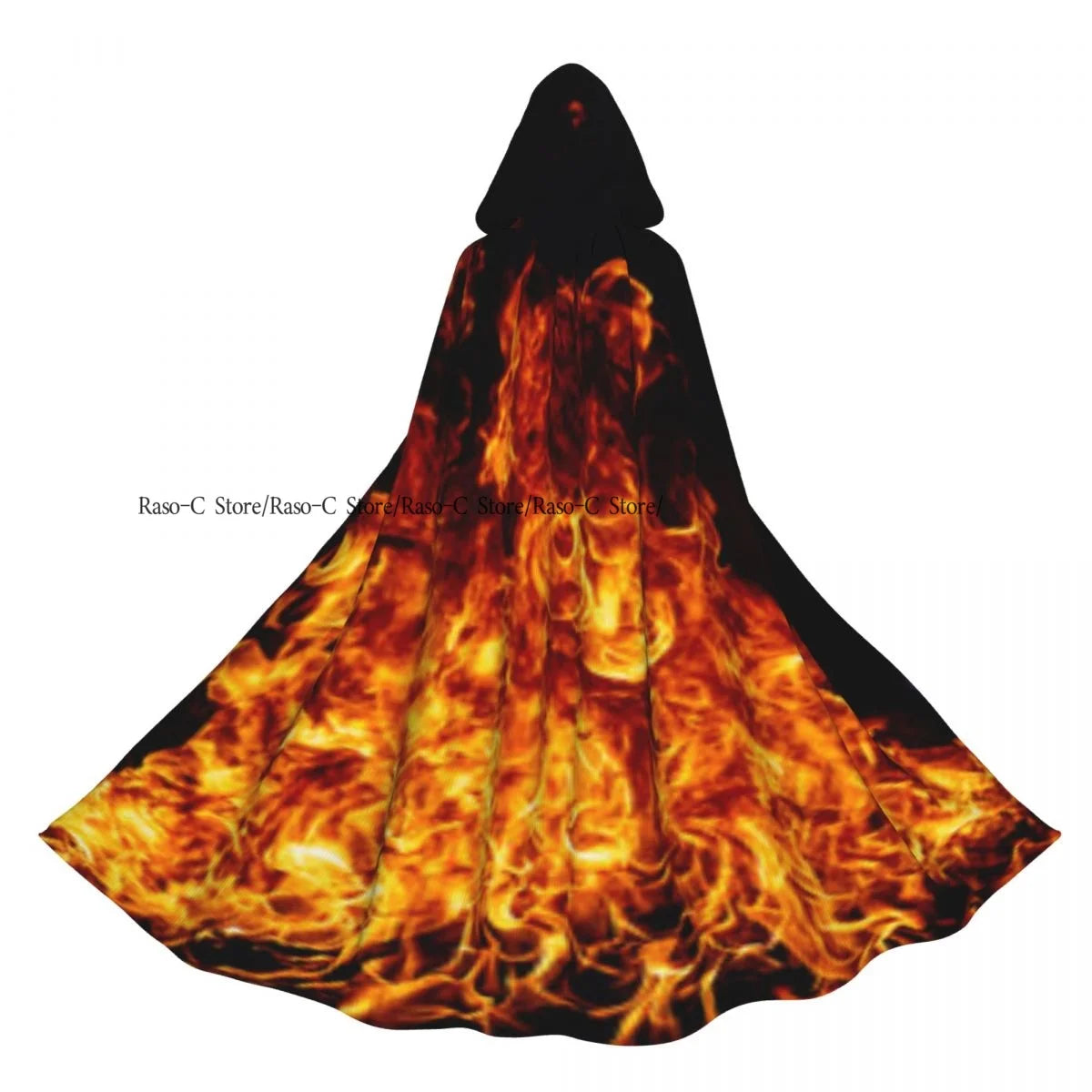 Long Cape Cloak Firestorm Texture Hooded Cloak Coat Autumn Hoodies