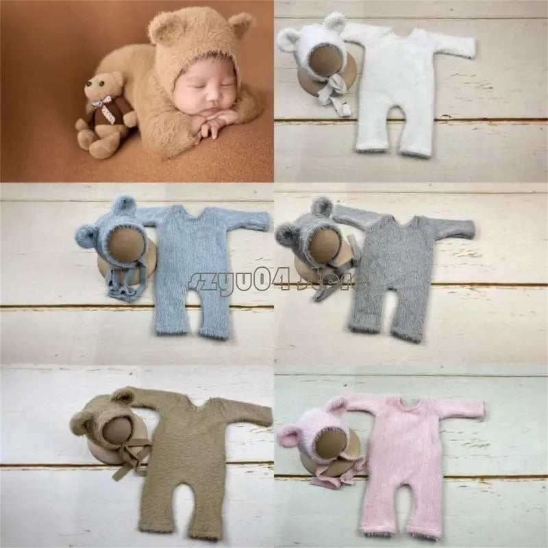 4X7D Photo Clothes Photography Costume Bear Outfit & Hat for Baby
