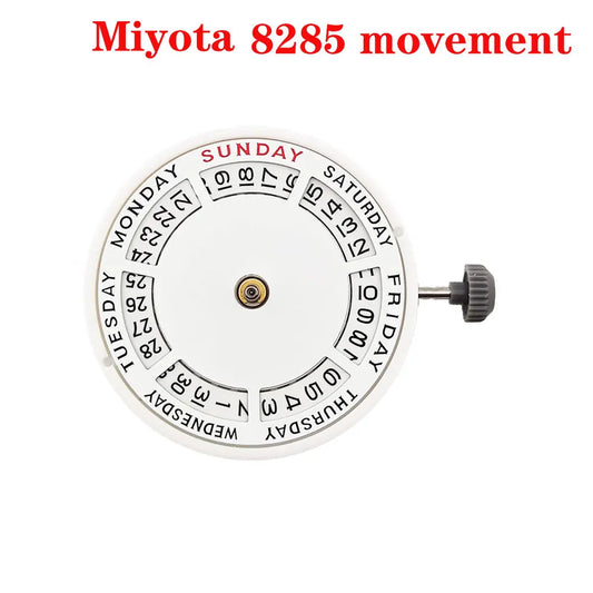 MIYOTA 8285 Movement Men's watch Replacement parts mods white Double date Automatic mechanical movement 21 Jewels 3/12 o'lock