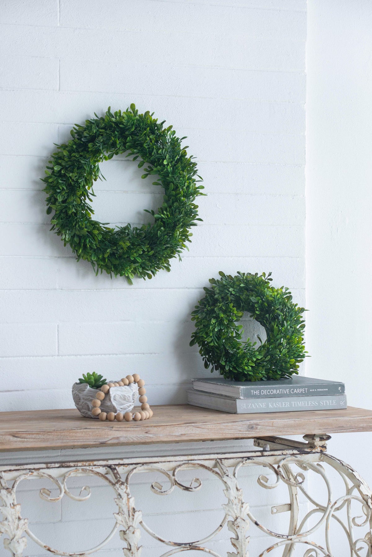 Set of 2 Artificial Greenery Wreaths for Home & Wedding Décor, 16 in