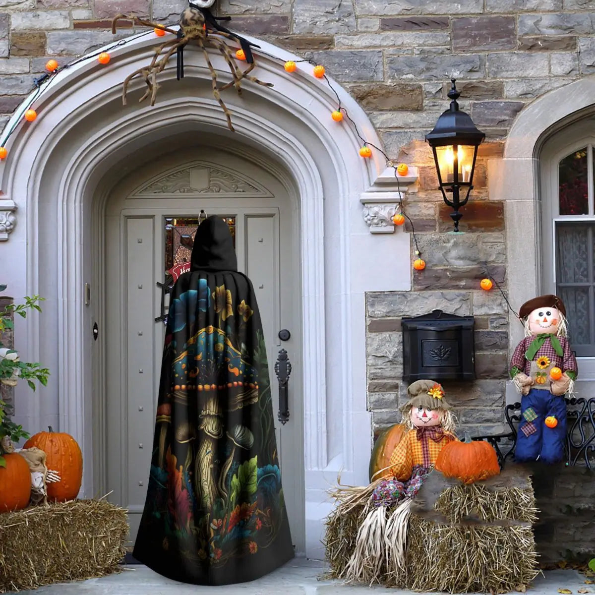 Shroom Dark Trippy Mushroom Long Hooded Cloak Witch Medieval Costume Cosplay Cape HalloweenVampire Adult Unisex