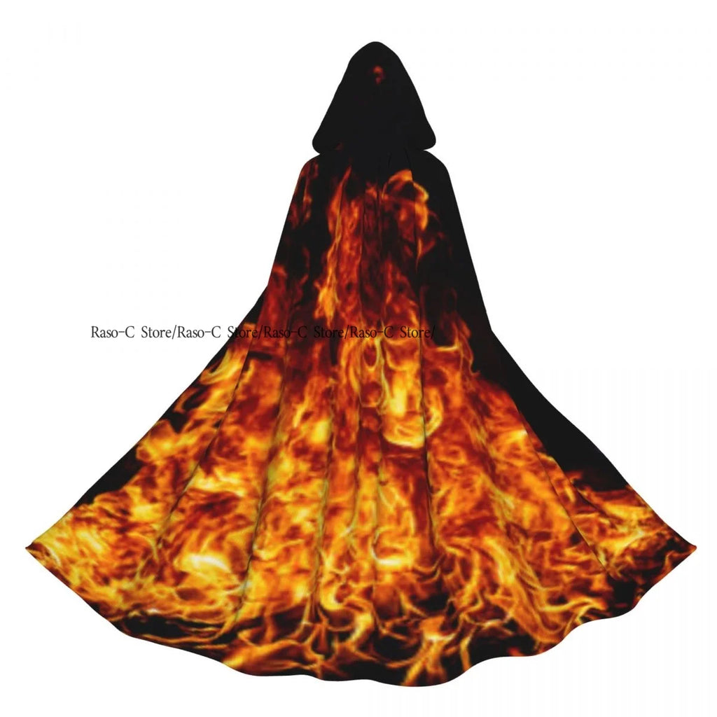 Long Cape Cloak Firestorm Texture Hooded Cloak Coat Autumn Hoodies