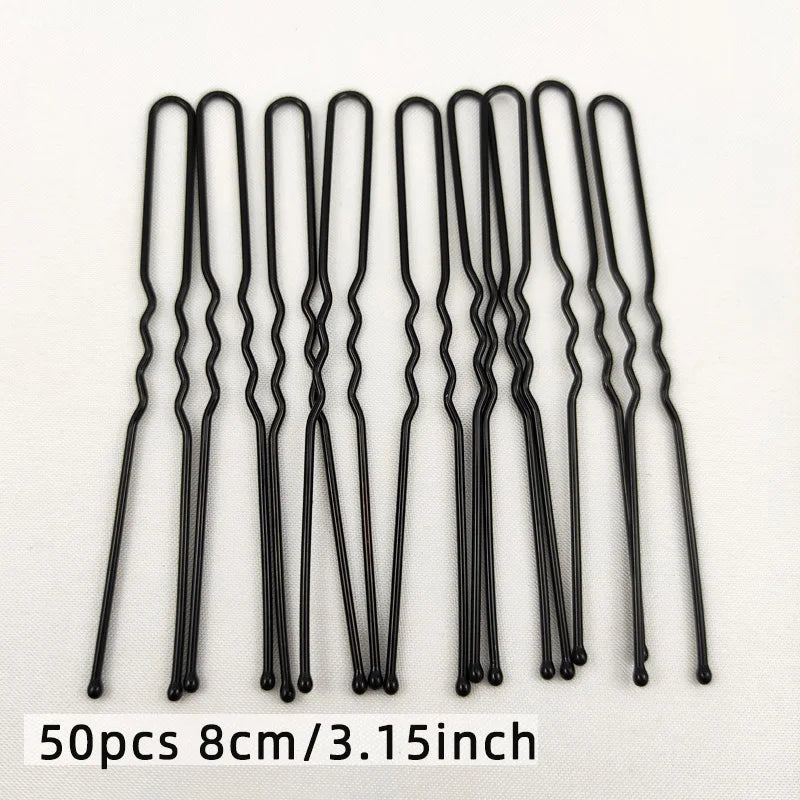 50/100 PCS Women 5/6/7/8 cm Hair Waved U-Shaped Bobby Pin Barrette Grip Clip Bridal Hairpins Black Metal Hair Accessories