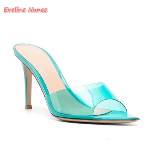 Purple PVC Stiletto Sexy Slippers Women's New Arrival Summer Slip-on Pointed Toe Hollow Fashion Temperament Dress Shoes