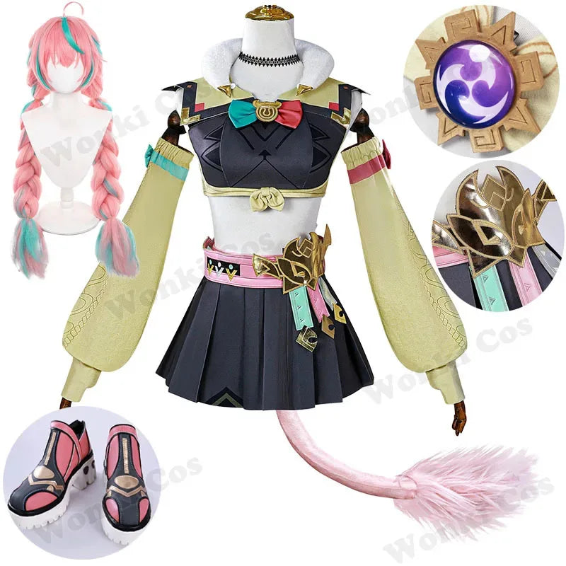 Natlan Varesa Cosplay Costume Wig Hair Game Varesa Cosplay Shoes for Women Role Play Comic Con Carnival Outfits