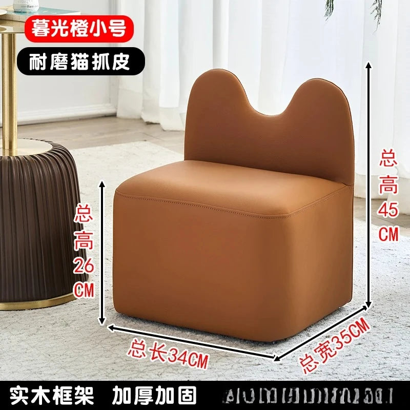 household high-end living room luxury shoe change stool with backrest footstool sofa hair stool