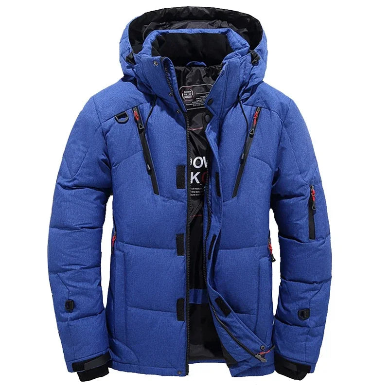 Down Jacket Male Winter Men White Duck Down Jacket Hooded Outdoor Thick Warm Padded Snow Coat Oversize M-4XL