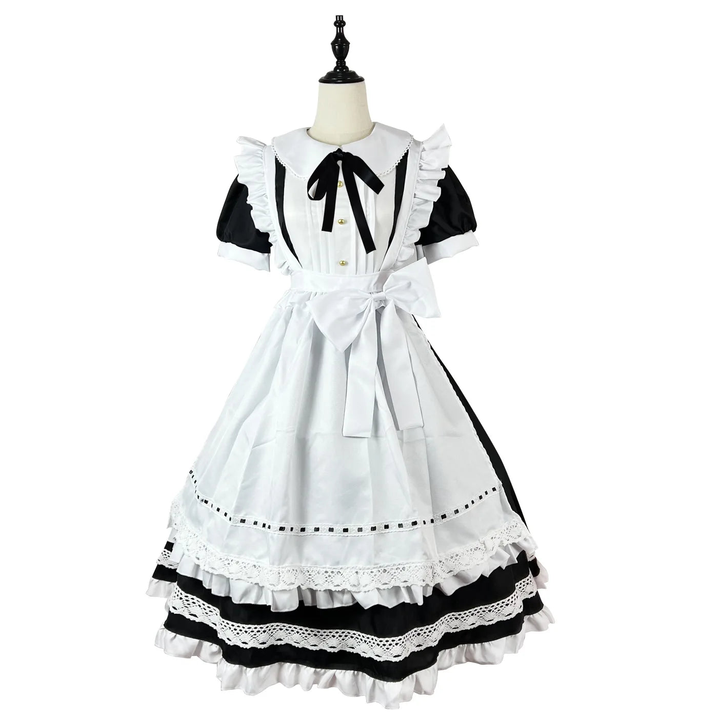 Anime Halloween Cosplay Costumes Anime Apron Maid Role Play Long Dress Plus Size Black White Lolita Lingerie Dress Maid Outfits