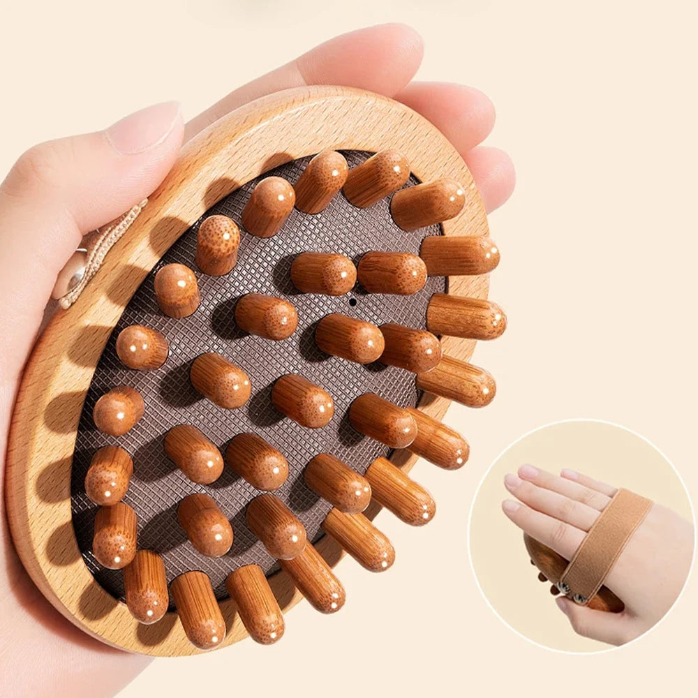 Wooden Massage Comb Body Scalp Trigger Point Massage Tool Meridians Massager Gua Sha Massager Comb for Body Relief & Hair Growth