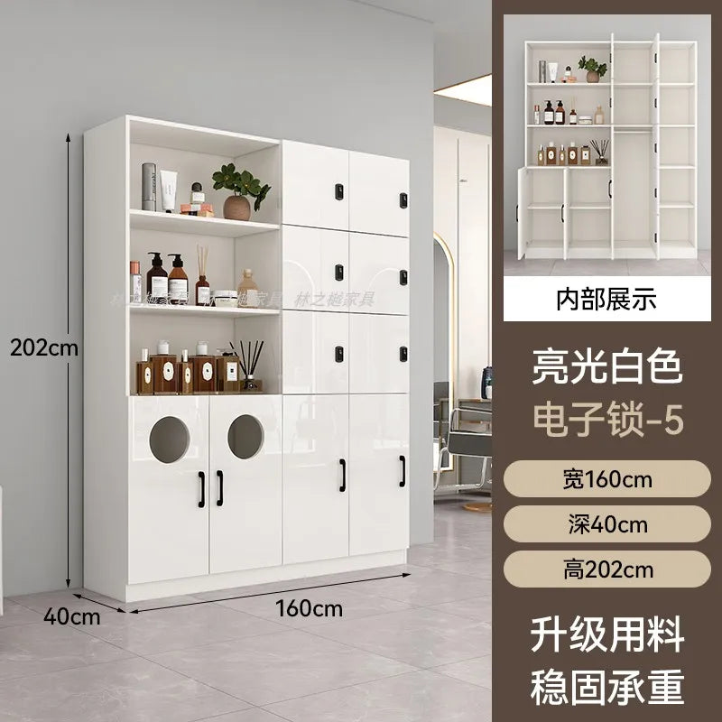 Customized barber shop towel cabinet Beauty salon product display cabinet Hair shop locker Customer deposit box with lock