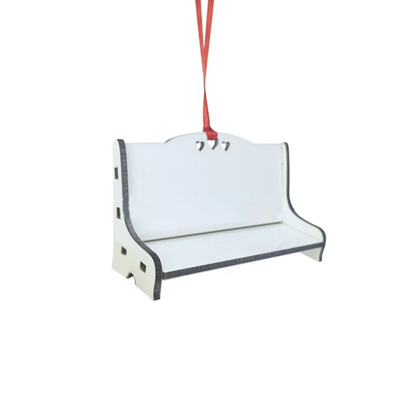 Sublimation Blank Print MDF Memorial Long Bench-Chair Decoration Pendant Trinket-Ornament For Halloween Christmas Tree