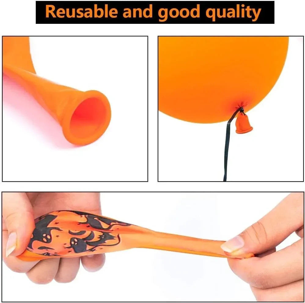 5PCS/1Set Halloween Balloons 12 Inch  Orange White Latex Balloon for Halloween Holiday Events Party Favors Supplies Decoration