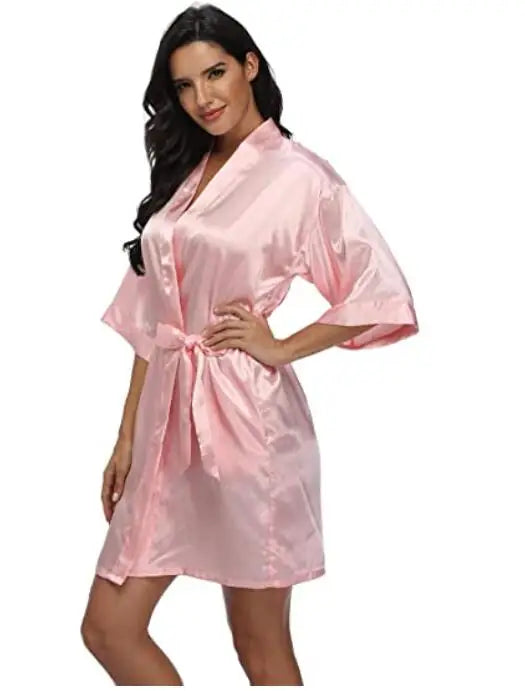Satin Robe Female Intimate Lingerie Sleepwear Silky Bridal Wedding Gift Casual Kimono Bathrobe Gown Nightgown Sexy Nightwear