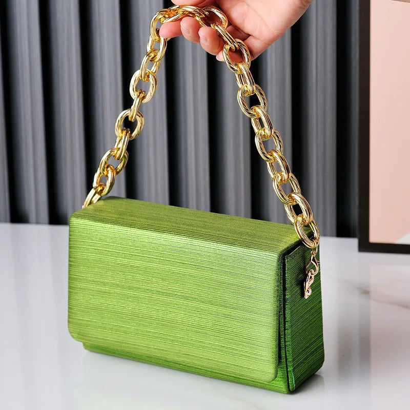 European and American Fashion Simple Evening Bag Dress Party Bride Bag Yellow Small Square Bag Chaozhou Factory Cro