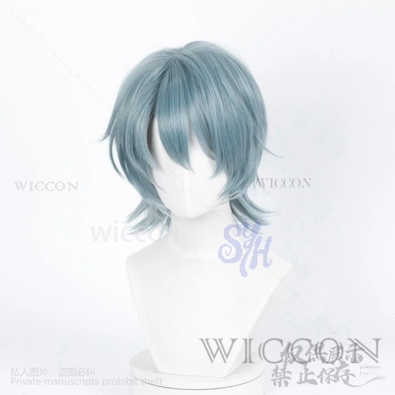 Saja Boy Mystery Anime Movie Demon Cosplay Purple-gray Synthetic Short Straight Hair Wigs Curling Hair Accessories Halloween Cos