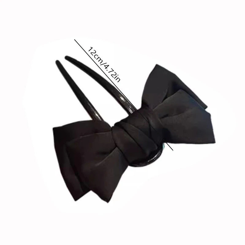 Chic Korean-Style Bow U-Shaped Hair Clip Set  Elegant Updo Barrettes for Women Bridal Daily Use Hair Accessories Embellishments