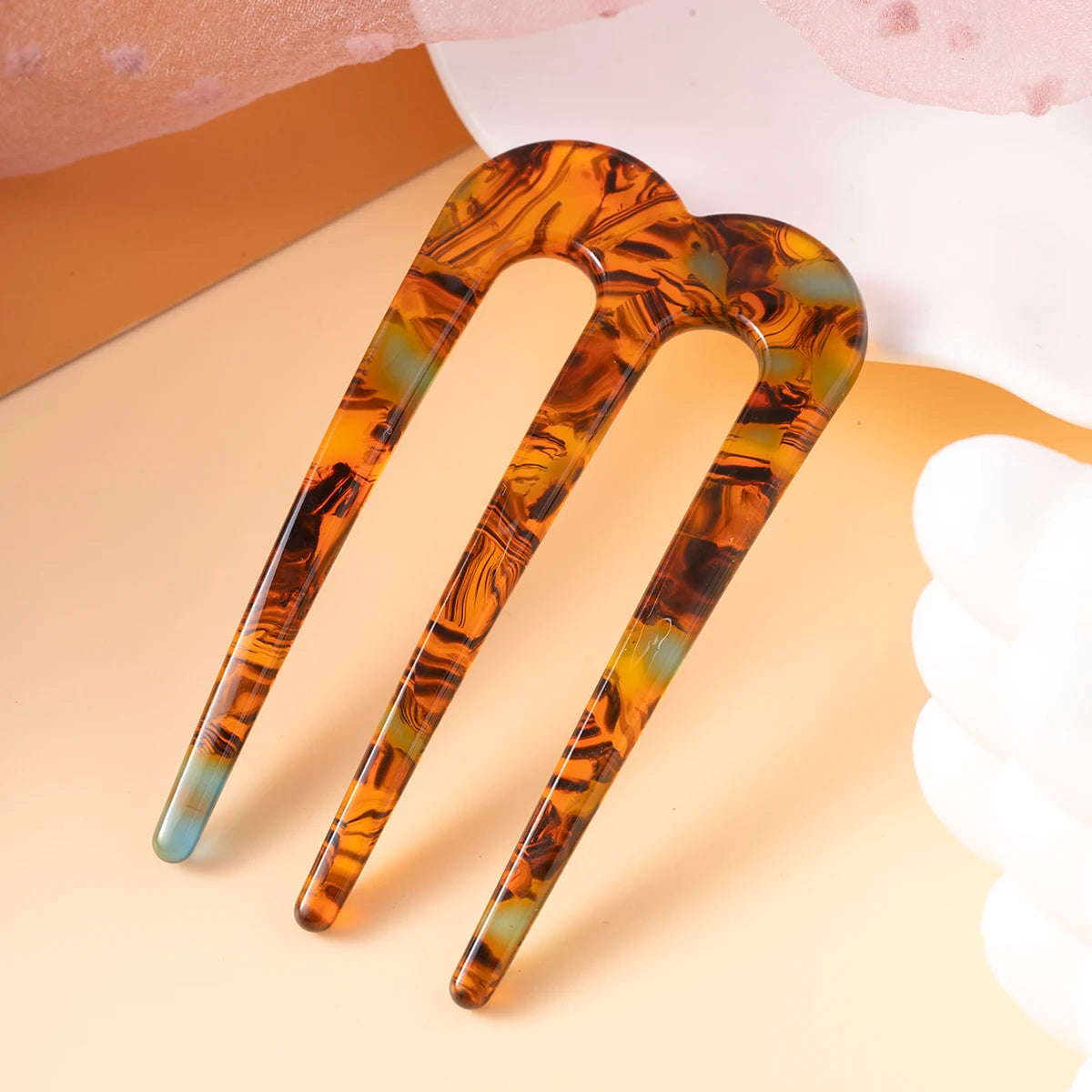 Acetic Acid Hair Forks Three Teeth Hair Sticks U-Shape Hair Comb Bun Hairpin Women Girls Hairstyle Hair Accessories Headband