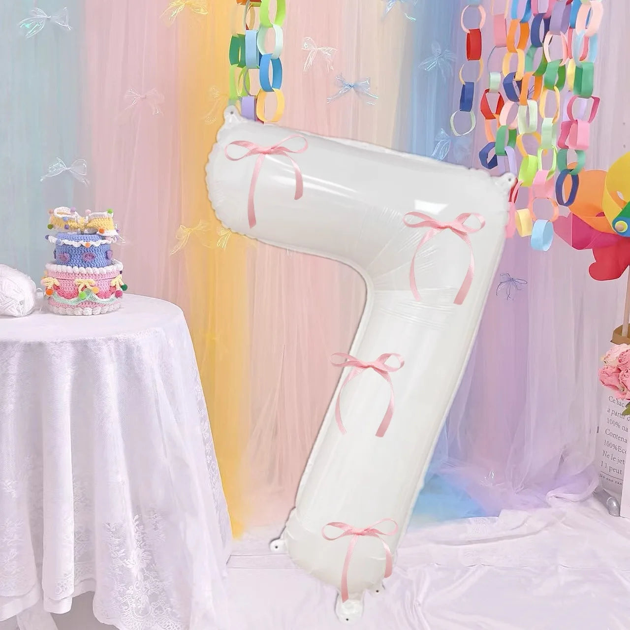 White 32inch 0-9 Years Old Balloons Pink Bow Number Balloons Aluminum Foil Milky Wedding Decorations Birthday Party Baby Shower
