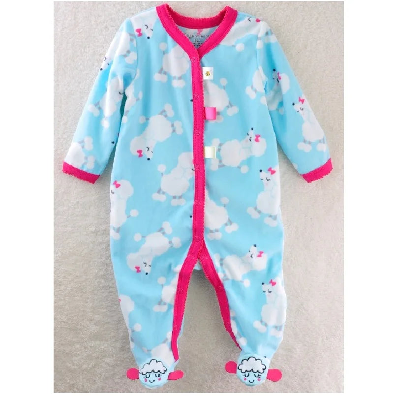 Fleece Baby One-Piece Romper With Footies bodysuits newborn sleepwear girl jumpsuit boy pajamas overalls cotton clothes