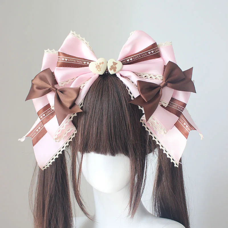 Spring Summer Cute Sweet Hair Clips for Women Bow Headwear Thin Lolita Ladies Hair Clips KC Hair Bow Lolita Korean Accessories