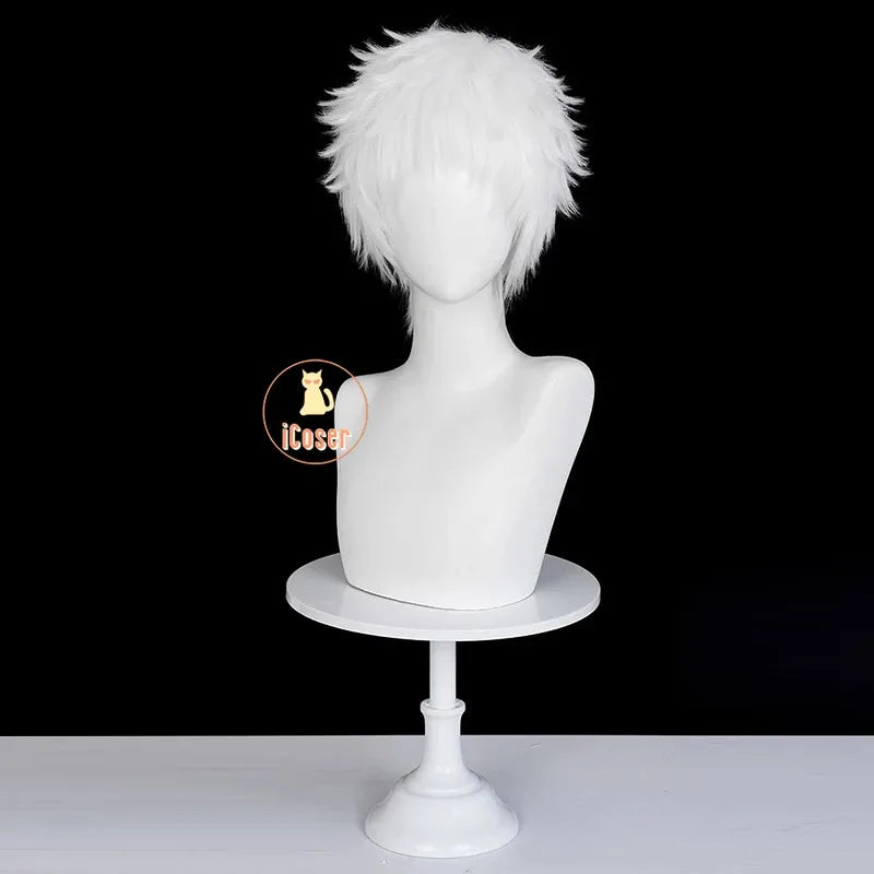 asdh8@iCoser Anime The Summer Hikaru Died Hikaru Indou Cosplay Wig White Short Hair Carnival Halloween Party for Women Men Festi