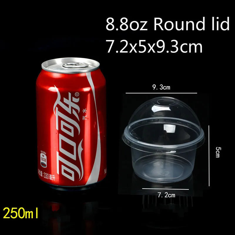 50 PCS Pudding Cup With Lid Disposable Plastic Cups Sauce Baking Jelly Dessert Cups Wedding Small Mini Party Set Cup Bowl Box