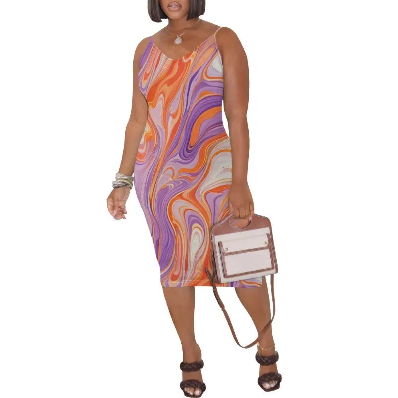 Womens Summer Short Sundress Plus Size Tank Sleeveless T-Shirt Midi Dress Beach Loose Fit Casual Dress