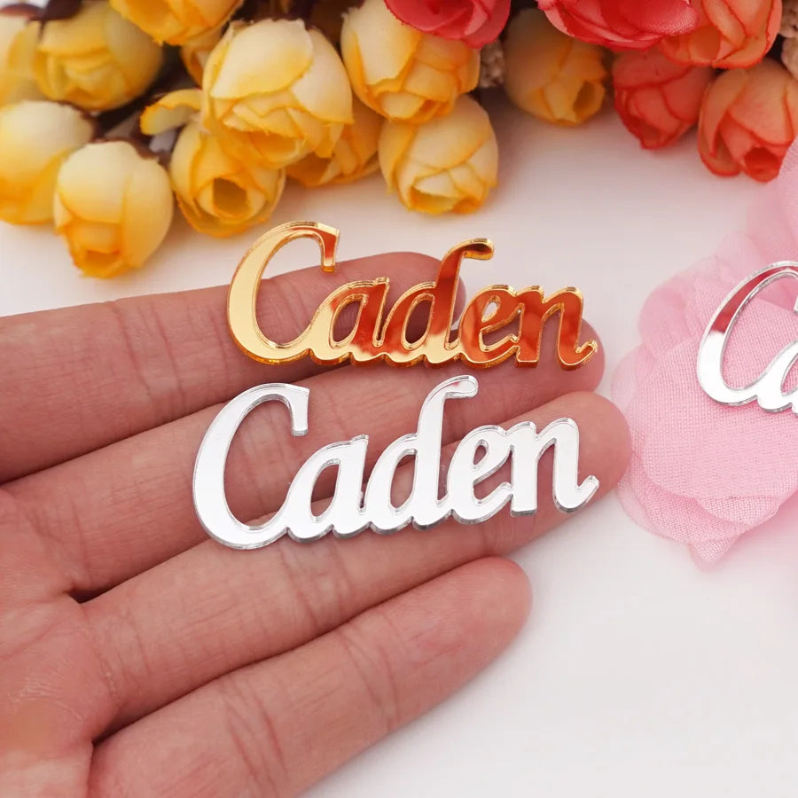 5cm 8cm Width Names of Groom and Bride Wedding Decoration Acrylic Mirror Stickers Private Custom