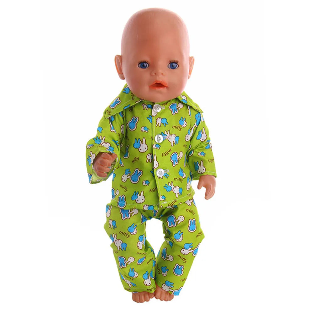 Doll Clothes Cartoon Animal Print Pajama Shirt For 18 inch American & 43Cm Reborn Baby OG Girl's Accessories Baby Clothes Gifts