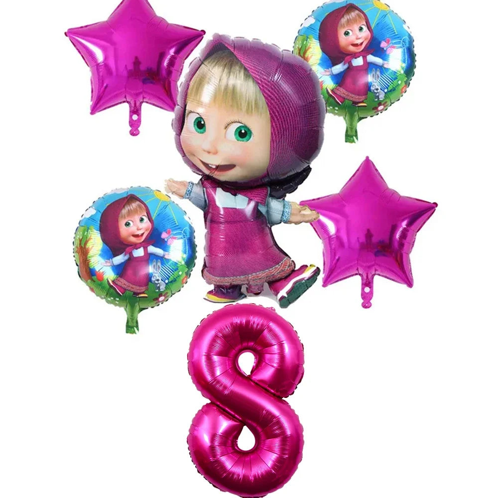Cute Mashas and the Bear Party Balloons Party Decorations Cartoon Bear Party Favors Baby Shower Gifts For Kids Birthday Party