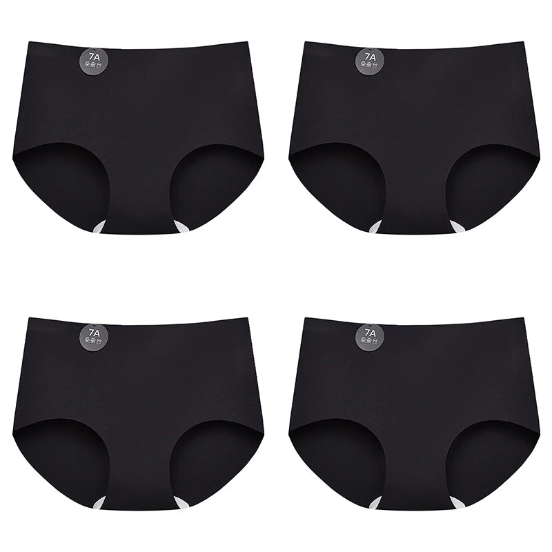 FalllSweet 4PCS Seamless Panties for Woman Ice Silk Underwear Soft Thin Briefs Women's Underpants Fashion Sexy Female Lingerie