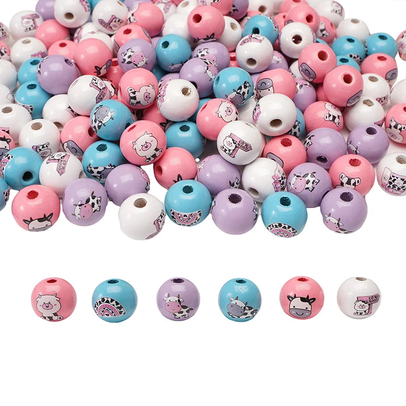 10Pcs 16/20mm Wooden Dog Paw/Christmas Pattern Round Beads Loose Spacer Beads To Make Bracelet Charms Jewelry Making Accessories