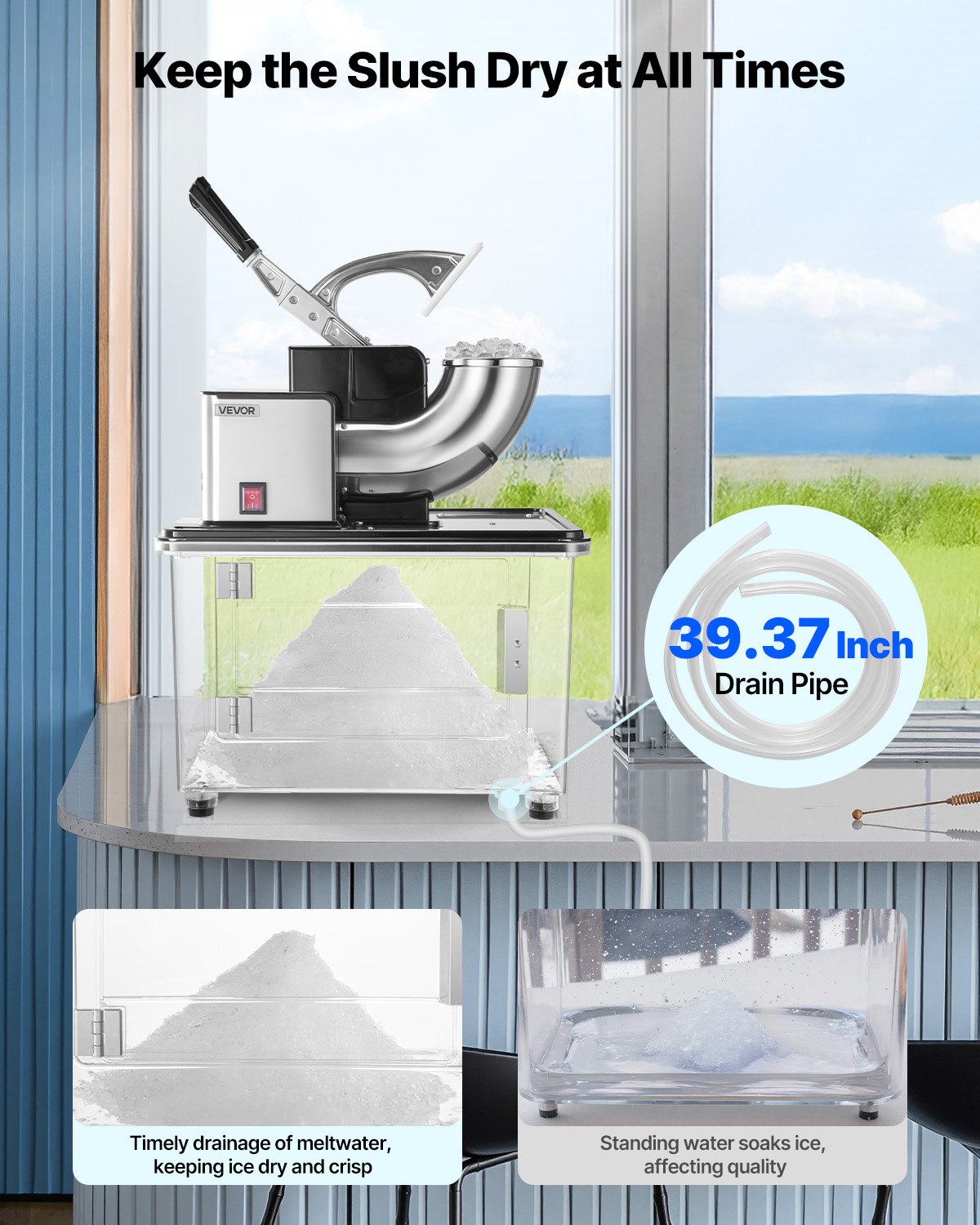 Commercial Ice Crusher 661LBS/H Electric Snow Cone Maker Shaved Ice