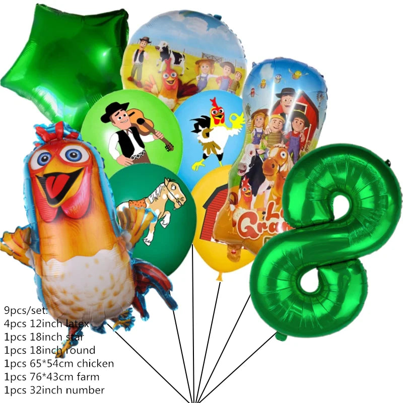 Chicken Dairy Farm Chick Tractor Ballons Happy Birthday Kids Party Animal Pet Dream Rangeland La Granja Zenon Party Decoration
