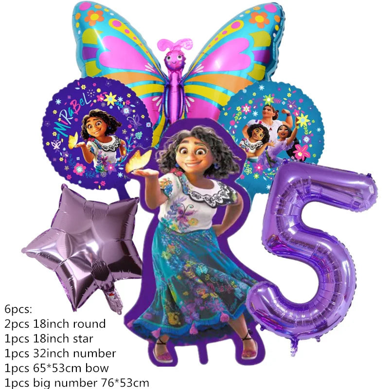 Disney Encanto Mirabel Isabella Party Balloons Set 32inch Purple Number Foil Balloons For Kids 1 2 3th Birthday Decor Air Globos