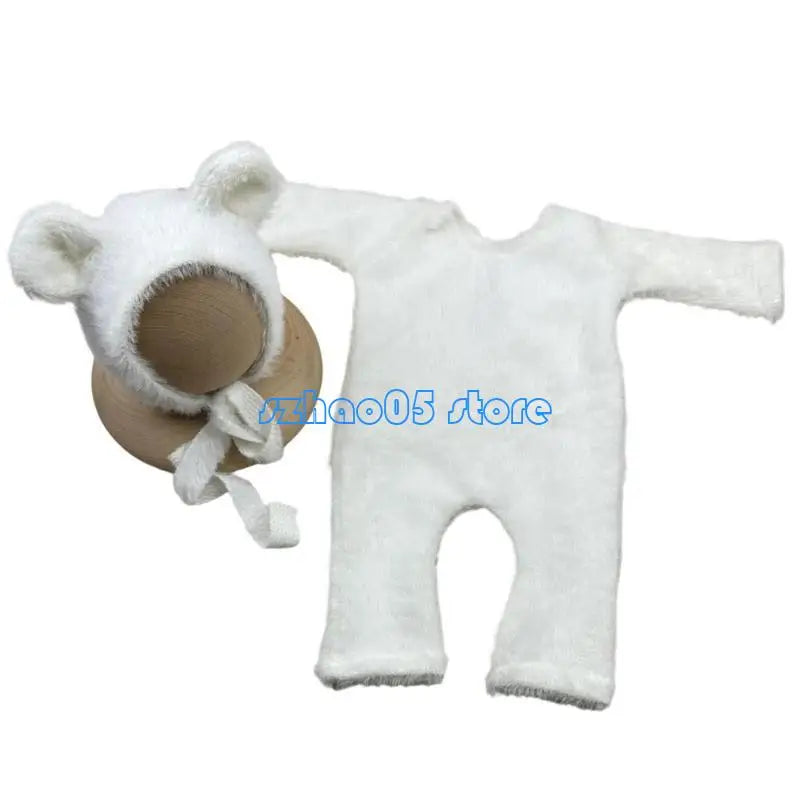 85LE Bear Outfit Hat Set Boy Girl Photo Clothes Photography Props