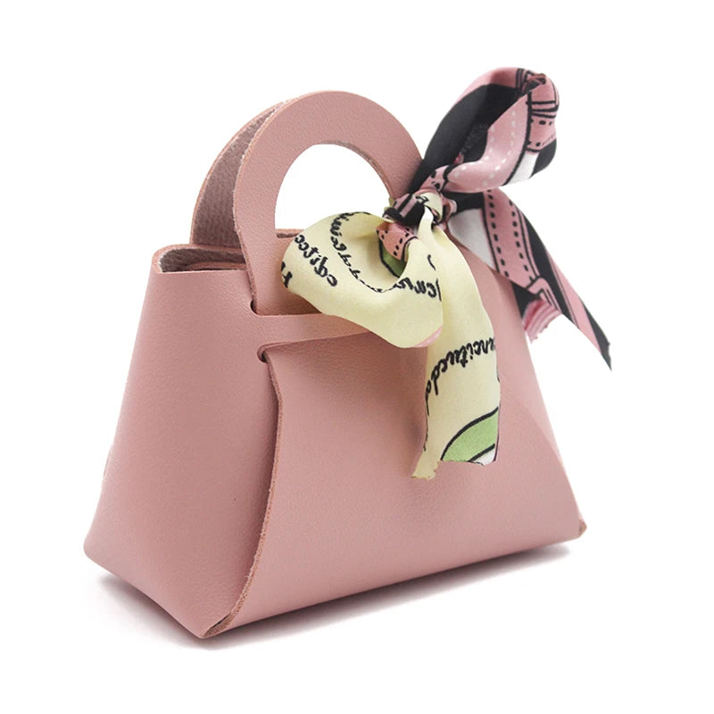 12 Pack Leather Wedding Candy Gift Bags with Handle Reusable Party Favor Boxes for Baby Showers Birthday Christmas Halloween