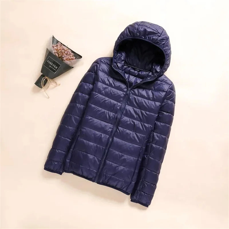 New Women Thin Down Jacket White Duck Down Ultralight Jackets Autumn Winter Puffer Jacket Warm Coats Portable Female Outwear